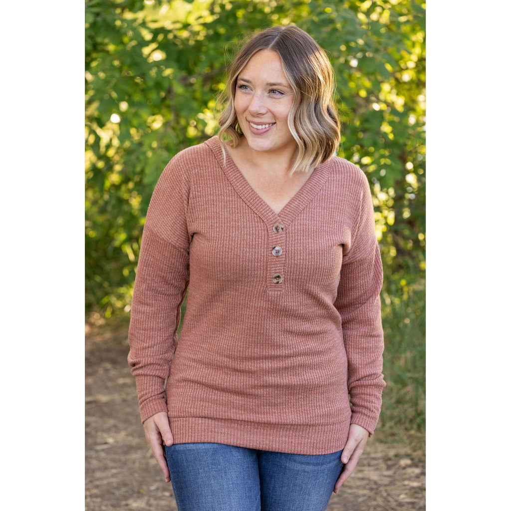 Brittney Button Sweater - Terra Cotta | Women's Long Sleeve