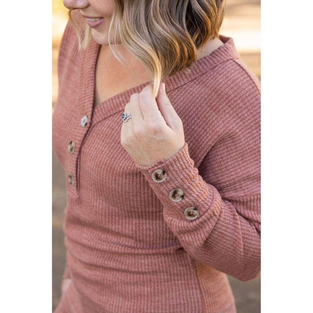 Brittney Button Sweater - Terra Cotta | Women's Long Sleeve