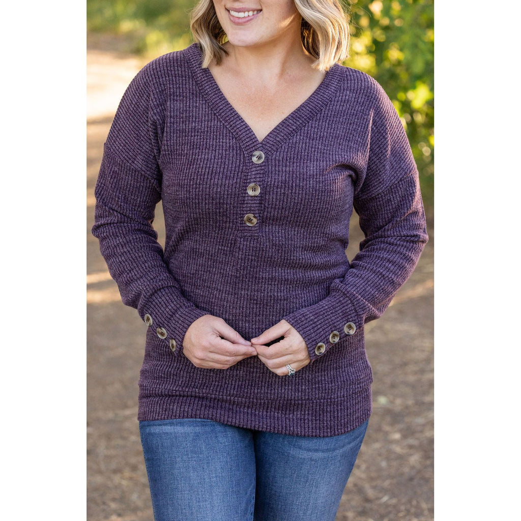 Brittney Button Sweater - Purple | Women's Long Sleeve