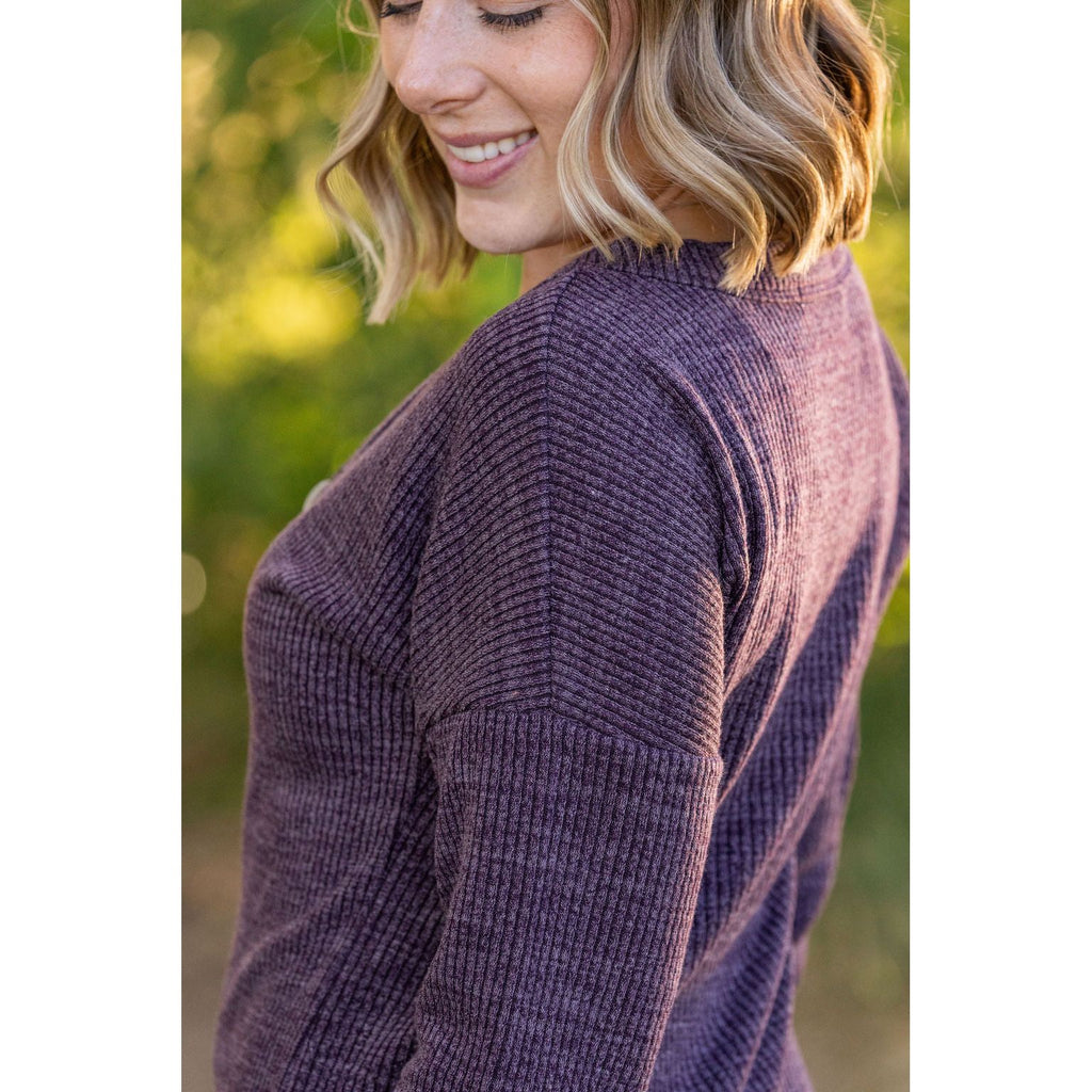 Brittney Button Sweater - Purple | Women's Long Sleeve