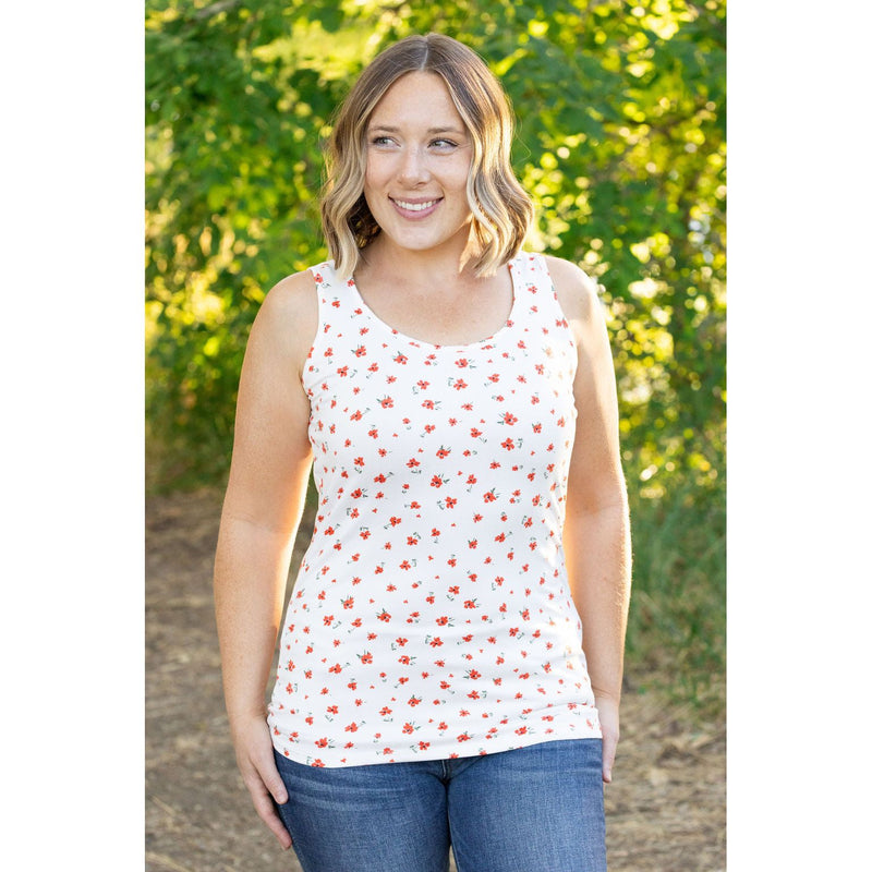 IN STOCK Luxe Crew Tank - Micro Ivory Floral | Women's Tank Top FINAL SALE