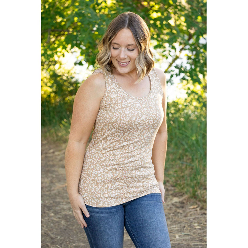 IN STOCK Luxe Crew Tank - Tan Floral | Women's Tank Top FINAL SALE