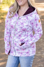 IN STOCK Classic Fullzip Hoodie - Pink Floral and Burgundy FINAL SALE