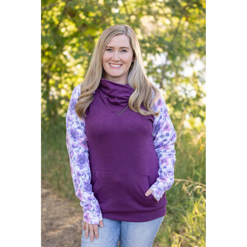 IN STOCK Zoey ZipCowl - Plum and Purple Floral FINAL SALE