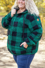 IN STOCK Sherpa Fullzip Hoodie - Green Plaid