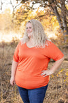 IN STOCK Chloe Cozy Tee - Pumpkin | Women's V-Neck Top FINAL SALE