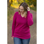 IN STOCK Leah Long Sleeve Top - Magenta | Women's Casual Top