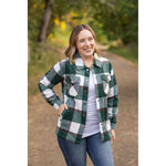 IN STOCK Norah Plaid Shacket - Evergreen and White