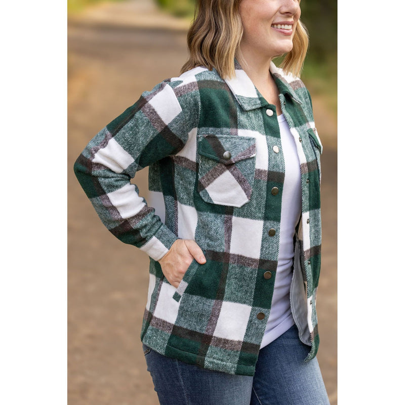 IN STOCK Norah Plaid Shacket - Evergreen and White