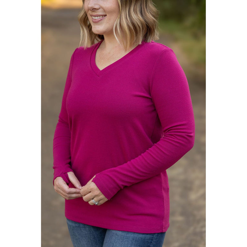 IN STOCK Leah Long Sleeve Top - Magenta | Women's Casual Top