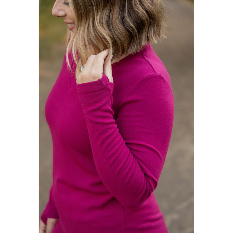 IN STOCK Leah Long Sleeve Top - Magenta | Women's Casual Top