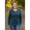 leah long sleeve top teal womens casual top