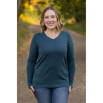 leah long sleeve top teal womens casual top