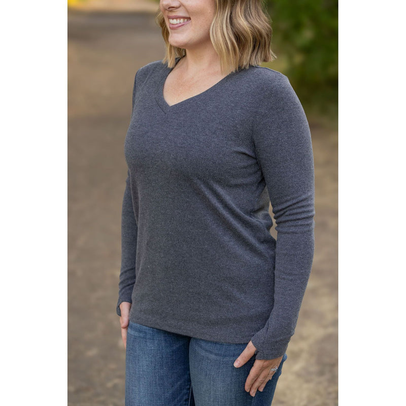 IN STOCK Leah Long Sleeve Top - Charcoal | Women's Casual Top FINAL SALE