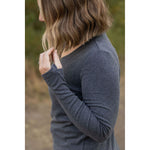 IN STOCK Leah Long Sleeve Top - Charcoal | Women's Casual Top FINAL SALE