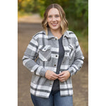 IN STOCK Norah Plaid Shacket - Classic Grey and White | Women's Shacket FINAL SALE