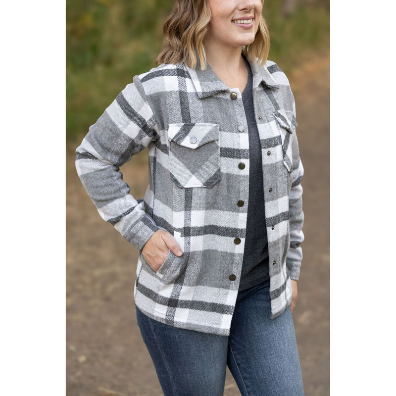 IN STOCK Norah Plaid Shacket - Classic Grey and White | Women's Shacket FINAL SALE