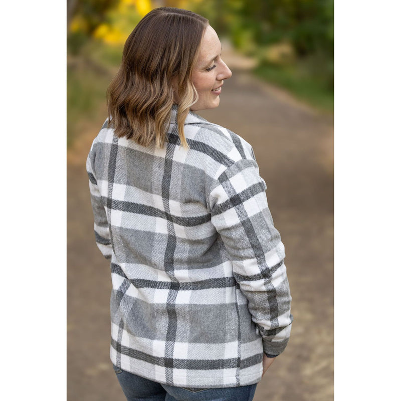 IN STOCK Norah Plaid Shacket - Classic Grey and White | Women's Shacket FINAL SALE