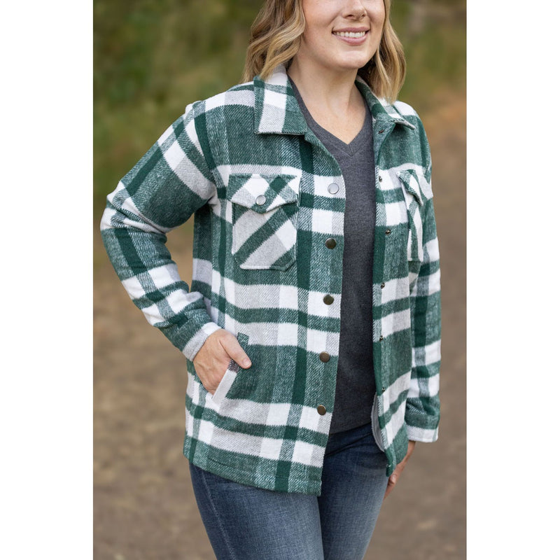 IN STOCK Norah Plaid Shacket - Classic Green and Grey Mix FINAL SALE