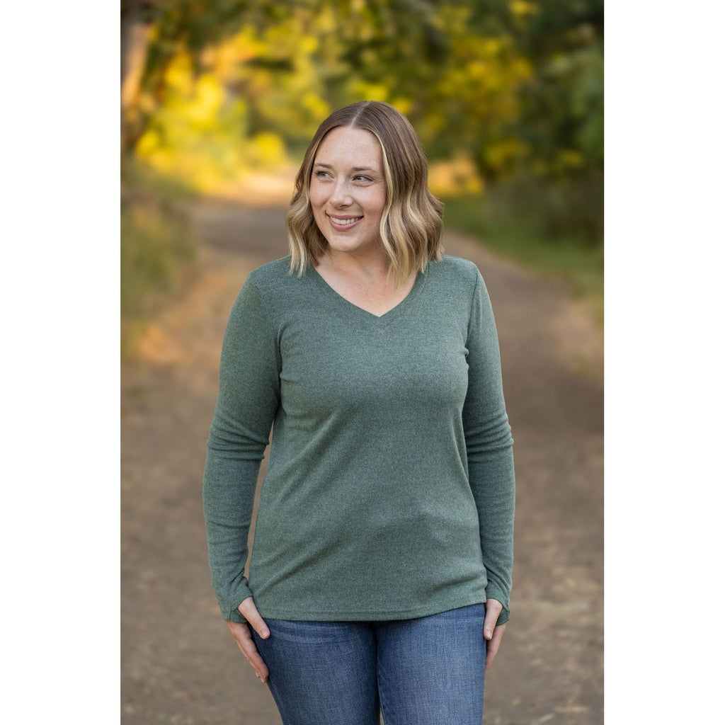 leah long sleeve light green top casual tops for women