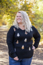 IN STOCK Holly Jolly Sweater - Gold + Silver Trees