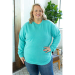 Vintage Wash Pullover - Aqua | Women's Long Sleeve Top