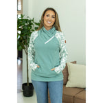 IN STOCK Classic Zoey ZipCowl Sweatshirt - Sage Floral