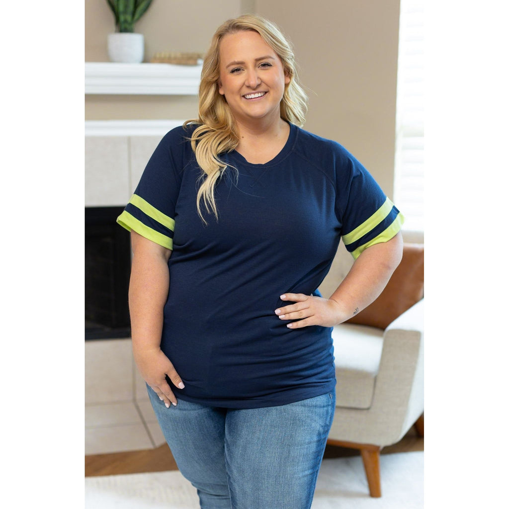 Kylie Tee - Seattle Navy and Lime | Women's Top 