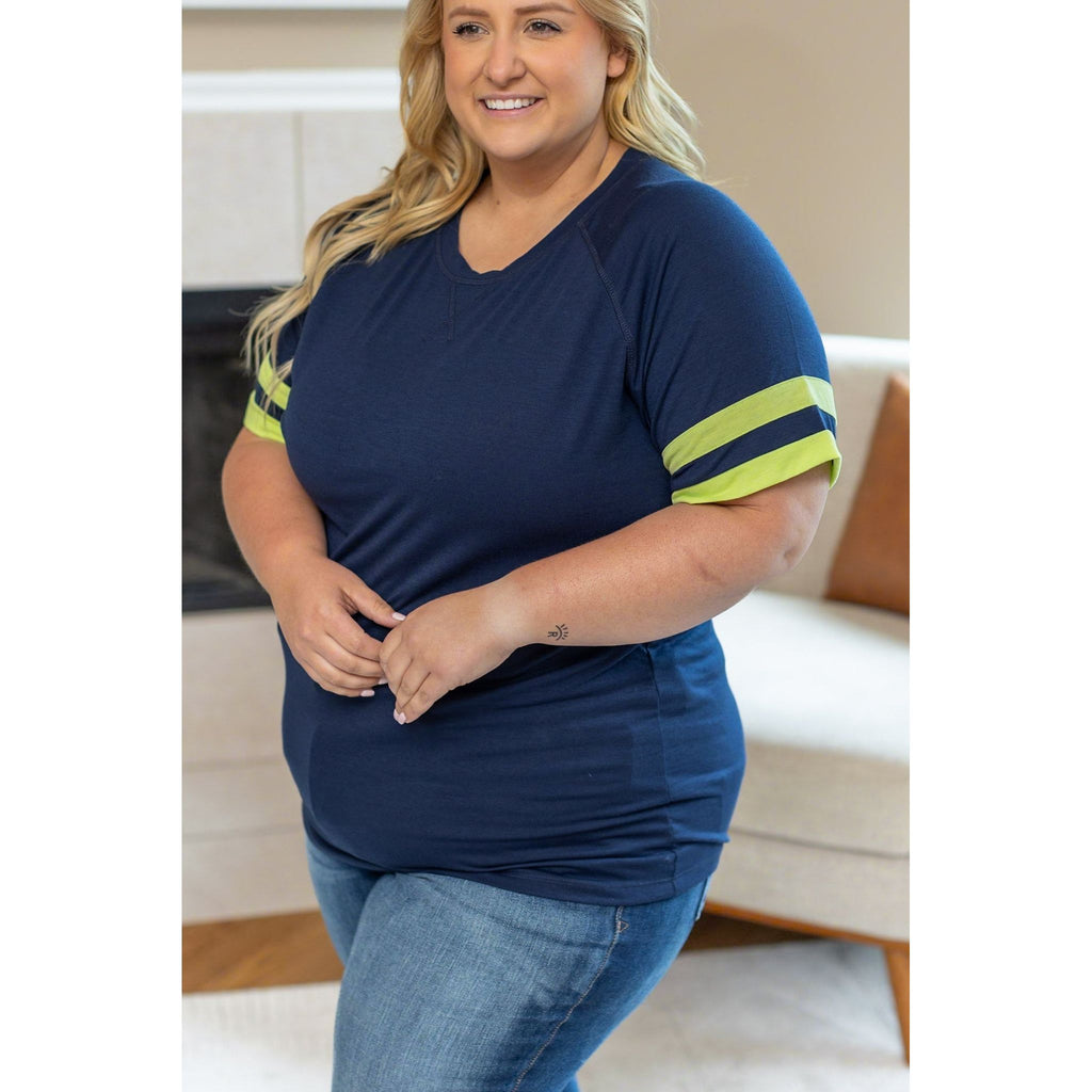 Kylie Tee - Seattle Navy and Lime | Women's Top 