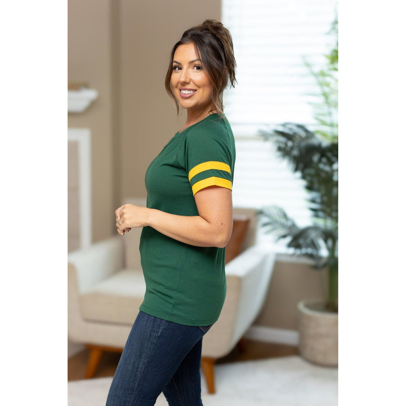 IN STOCK Kylie Tee - Green Bay Green and Yellow FINAL SALE