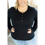 IN STOCK Harper Long Sleeve Henley - Black | Women's Cozy Shirt