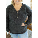 IN STOCK Brittney Button Sweater - Charcoal | Women's Long Sleeve FINAL SALE