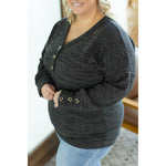 IN STOCK Brittney Button Sweater - Charcoal | Women's Long Sleeve FINAL SALE