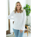 IN STOCK Leah Long Sleeve Top - White | Women's Casual Top