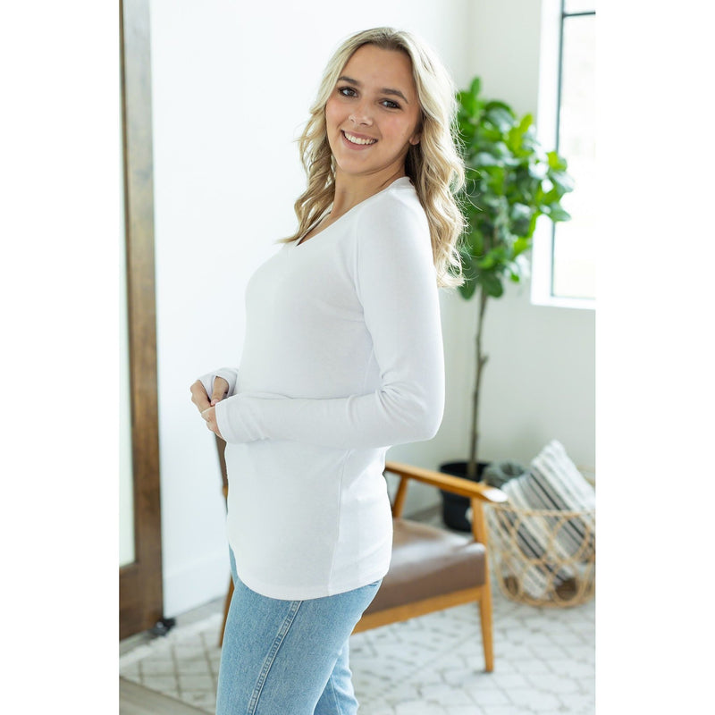 IN STOCK Leah Long Sleeve Top - White | Women's Casual Top