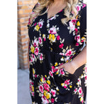 IN STOCK Harley High-Lo Dress - Black with Pink and Yellow Floral