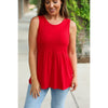 IN STOCK Renee Ruffle Tank - Red | Women's Sleeveless Top