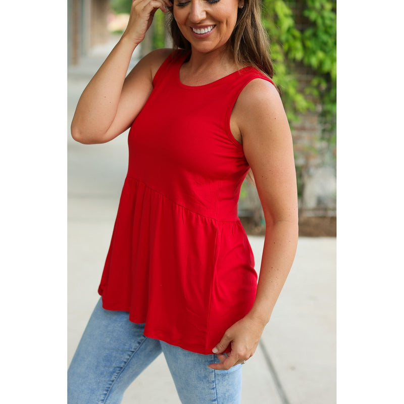 IN STOCK Renee Ruffle Tank - Red | Women's Sleeveless Top