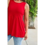 IN STOCK Renee Ruffle Tank - Red | Women's Sleeveless Top