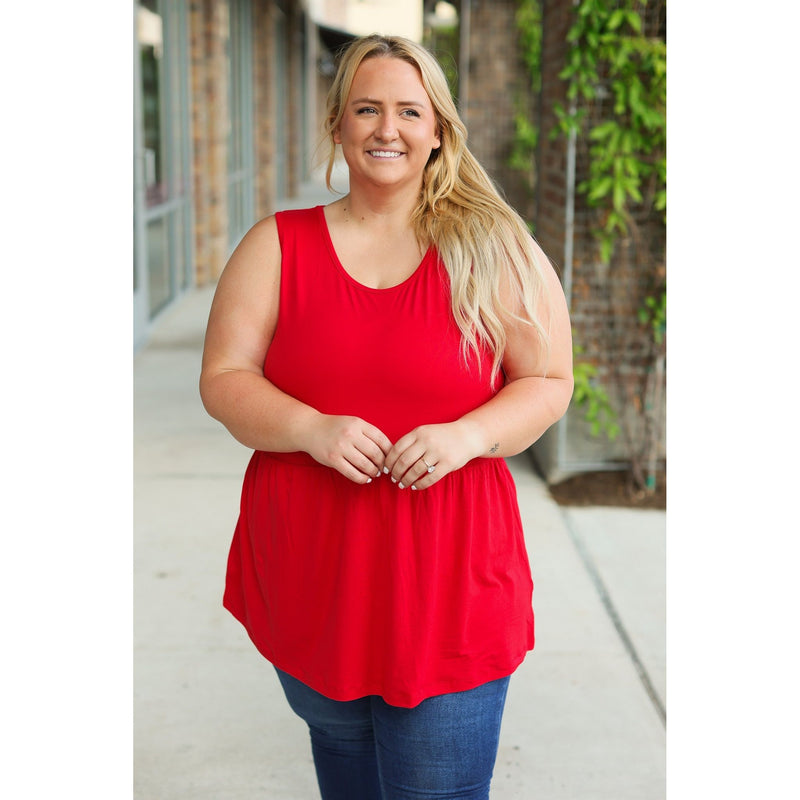 IN STOCK Renee Ruffle Tank - Red | Women's Sleeveless Top