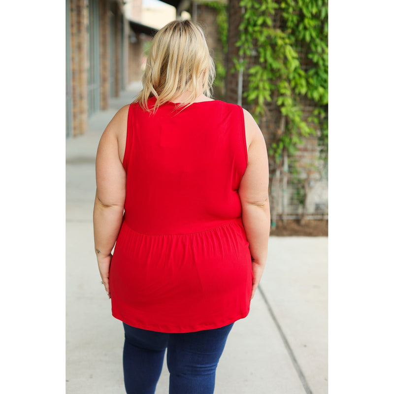 IN STOCK Renee Ruffle Tank - Red | Women's Sleeveless Top