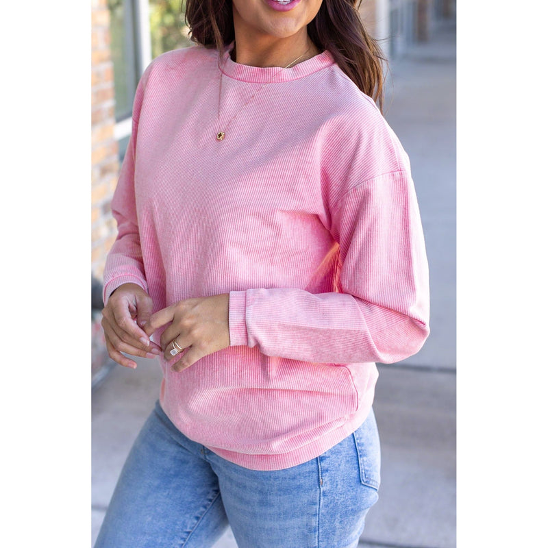 IN STOCK Catherine Corded Pullover - Pink Sands