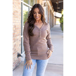 IN STOCK Brittney Button Sweater - Mocha FINAL SALE