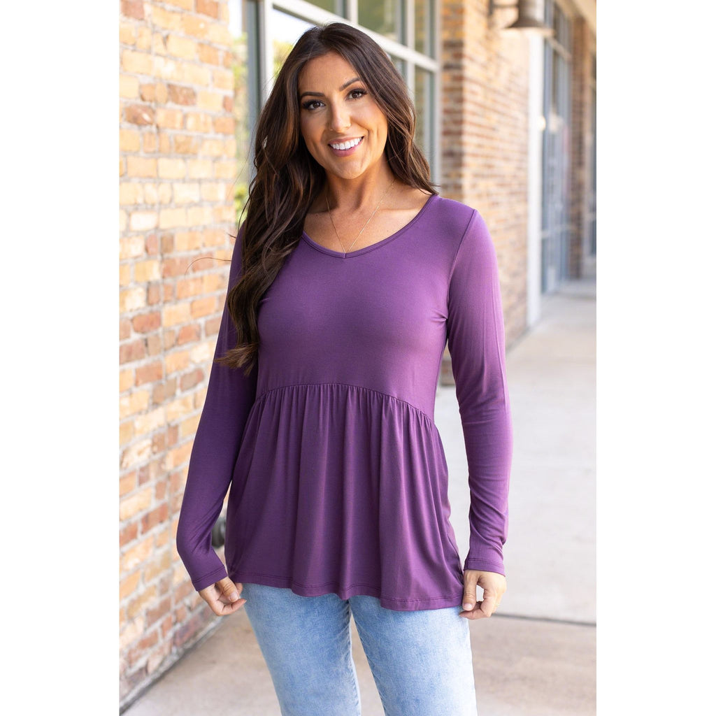 Long Sleeve Sarah Ruffle - Purple | Women's Top