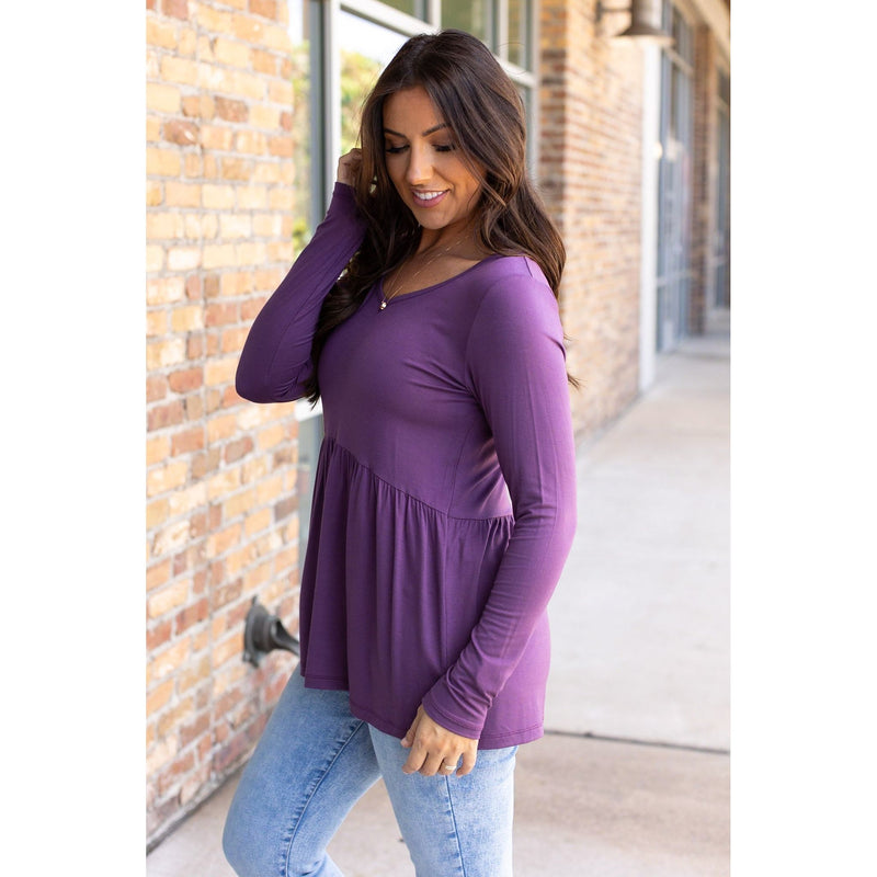 IN STOCK Long Sleeve Sarah Ruffle - Purple | Women's Top