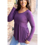 Long Sleeve Sarah Ruffle - Purple | Women's Top