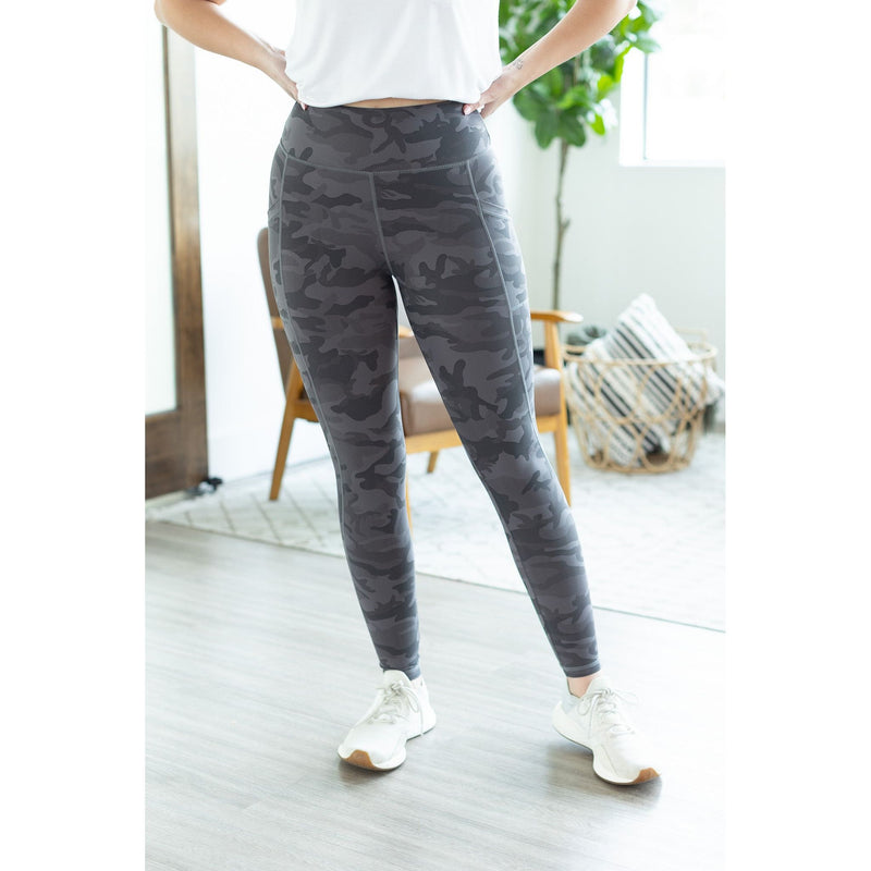 IN STOCK Athleisure Leggings - Charcoal Camo