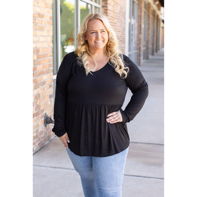 IN STOCK Long Sleeve Sarah Ruffle - Black | Women's Top