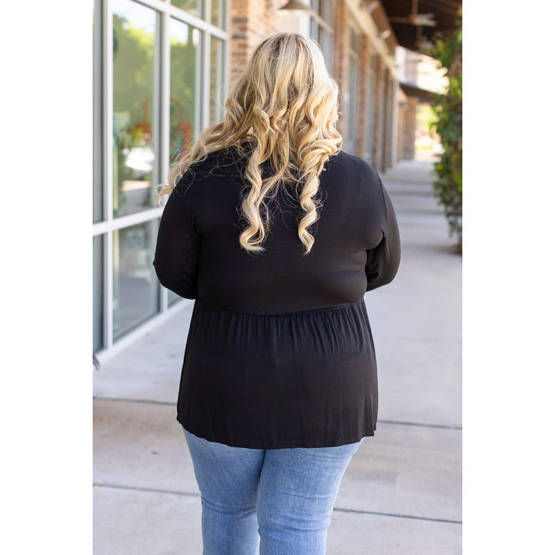 IN STOCK Long Sleeve Sarah Ruffle - Black | Women's Top