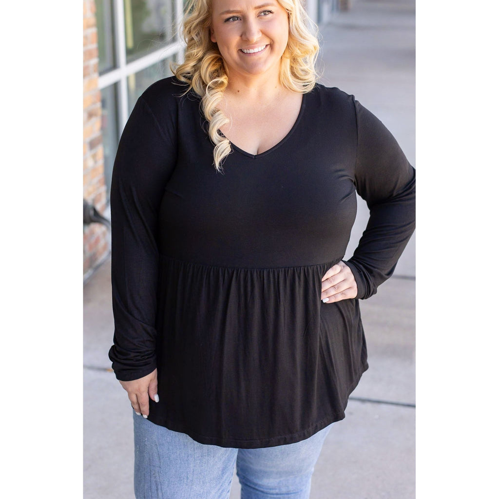 Long Sleeve Sarah Ruffle - Black | Women's Top